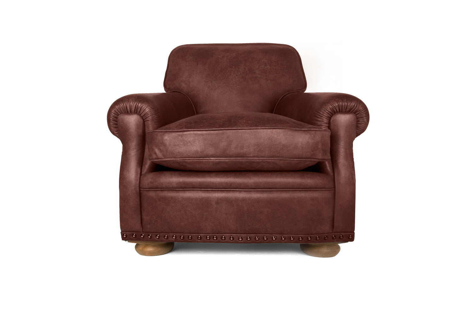 Old Boot Sofas Parisian Armchair Hobnail Leather Conker