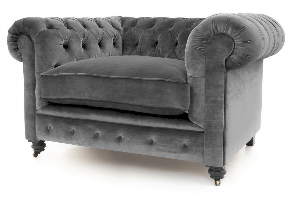 Old Boot Sofas Alfie Armchair in Aged Velvet Ash