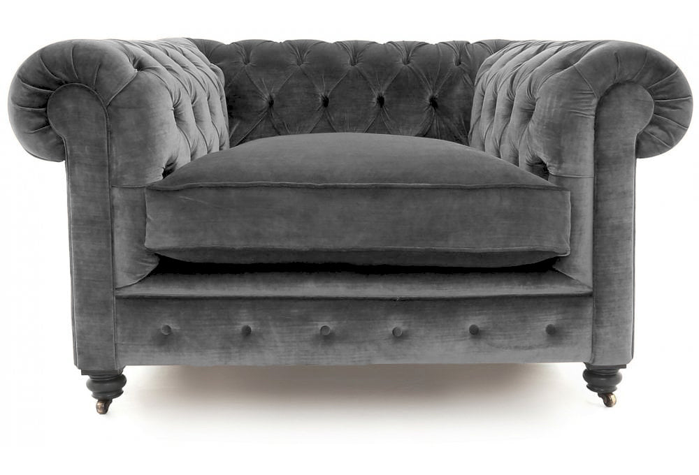 Old Boot Sofas Alfie Armchair in Aged Velvet Ash