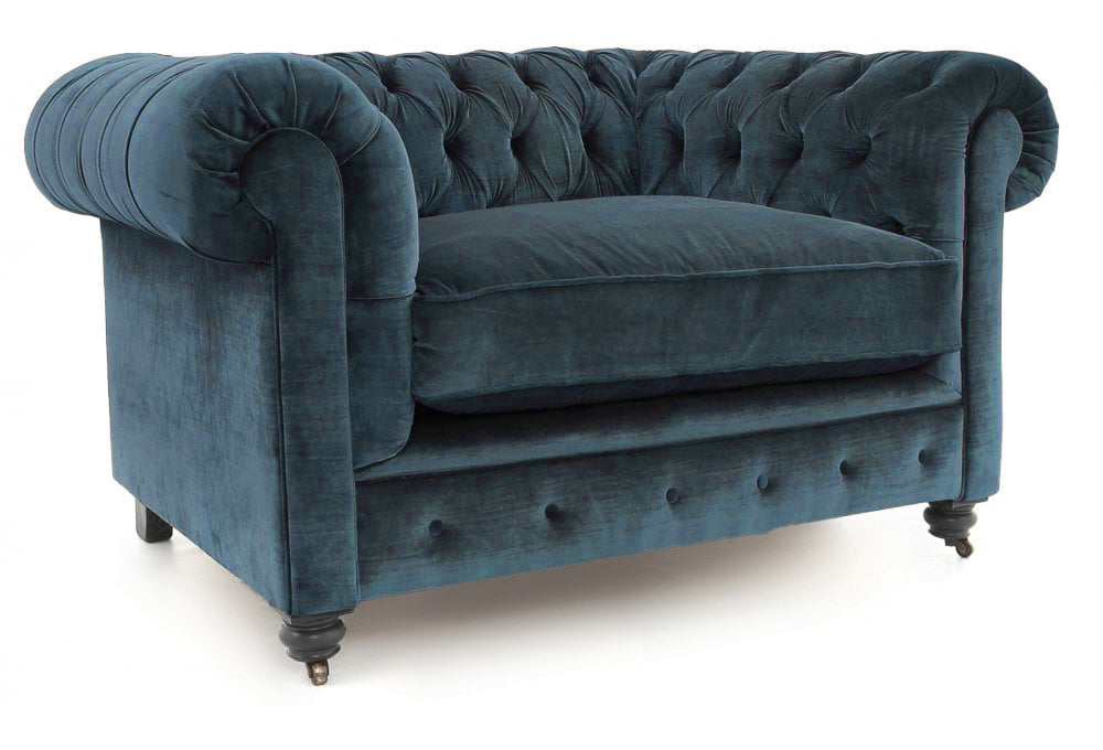 Old Boot Sofas Alfie Armchair Aged Velvet Indigo