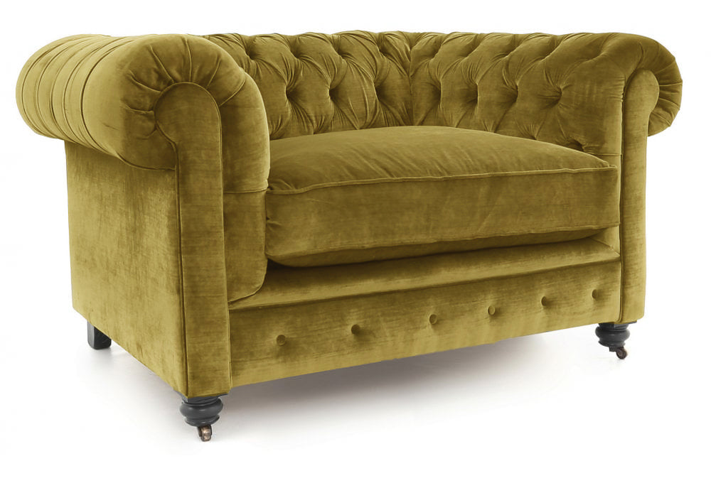 Old Boot Sofas Alfie Armchair Aged Velvet Ochre