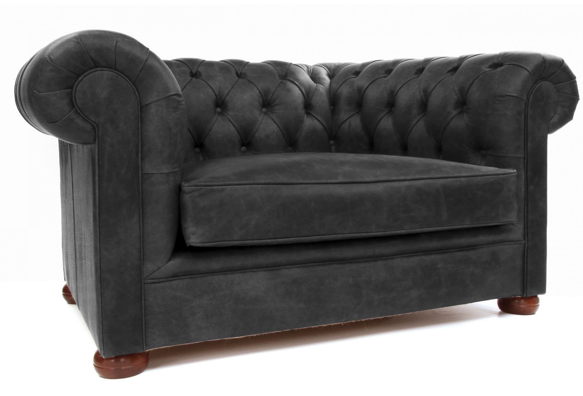 Old Boot Sofas Alfie Armchair Hobnail Leather Graphite