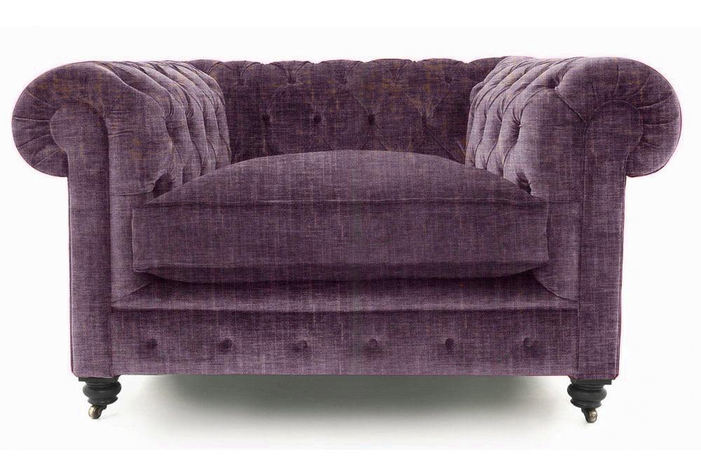 Old Boot Sofas Alfie Armchair Shabby Velvet Grape