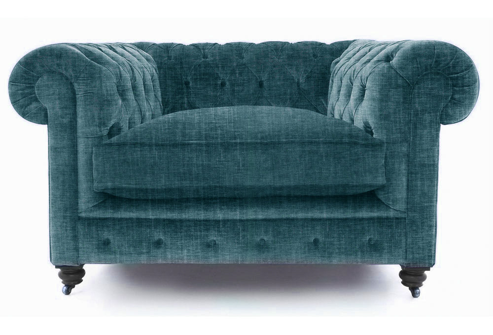 Old Boot Sofas Alfie Armchair Shabby Velvet Prussian