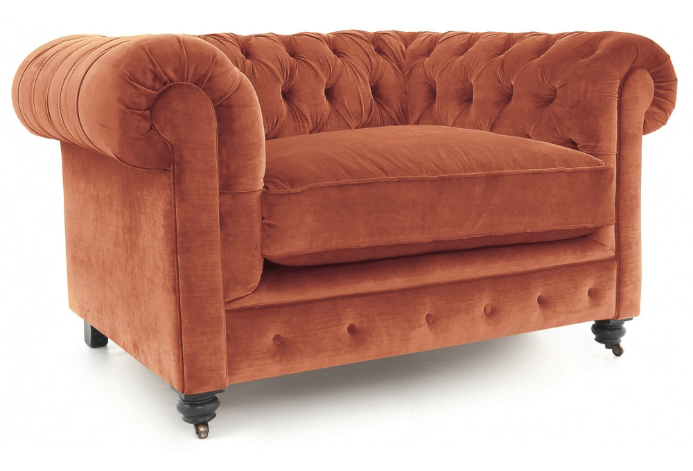 Old Boot Sofas Alfie Armchair Vintage Velvet Rose Clay