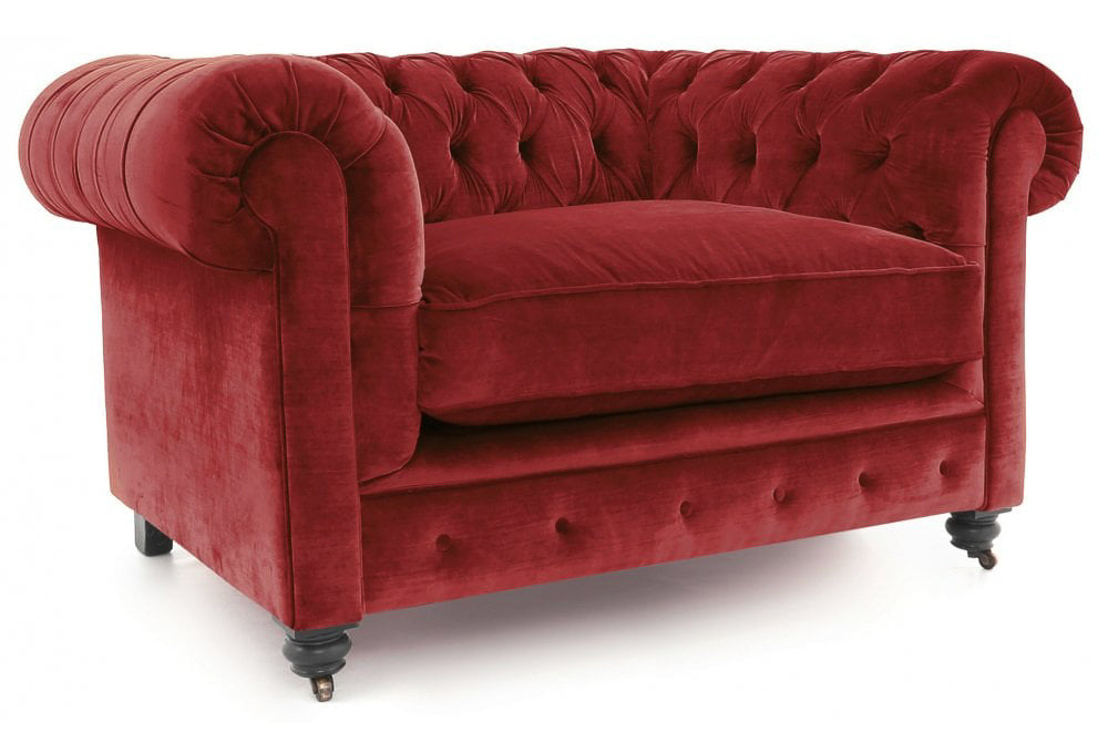 Old Boot Sofas Alfie Armchair Vintage Velvet Scarlet