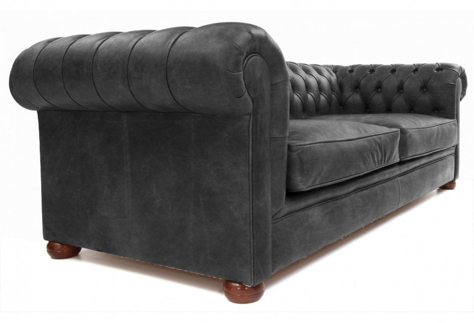 Old Boot Sofas Alfie Sofa Hobnail Leather Graphite