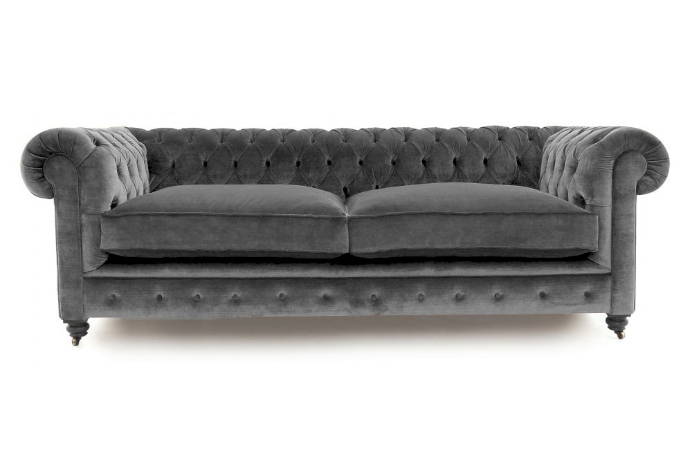 Old Boot Sofas Alfie 3 Seater Sofa in Aged Velvet Ash
