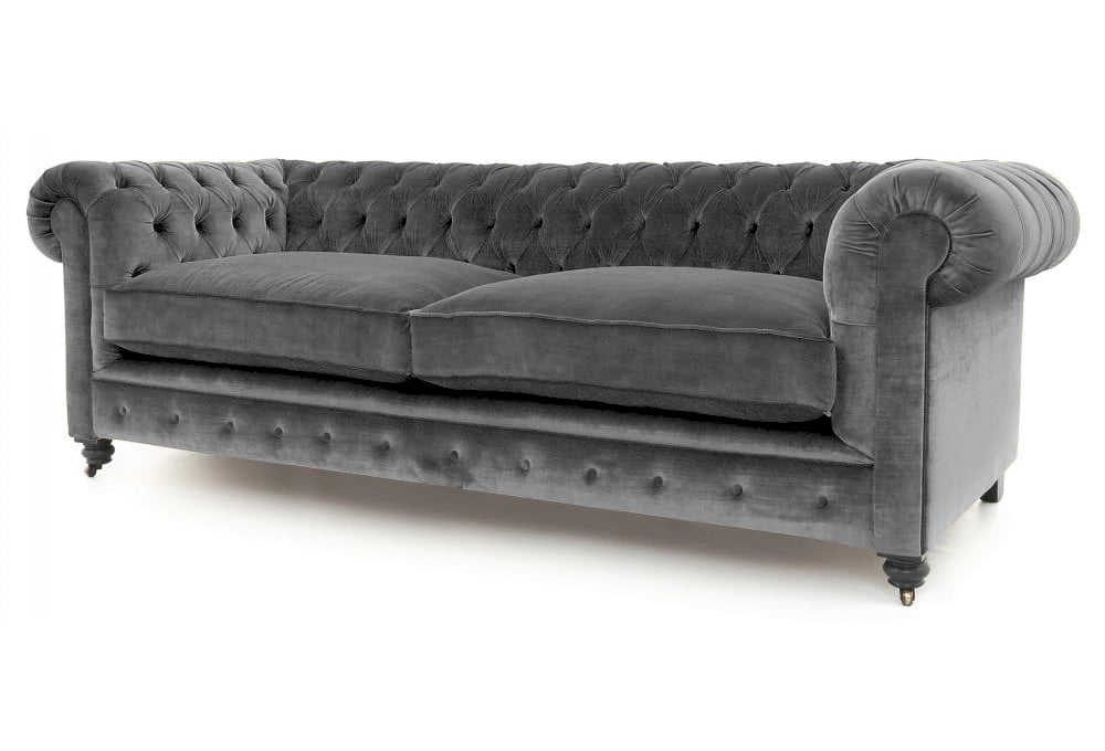 Old Boot Sofas Alfie 3 Seater Sofa in Aged Velvet Ash
