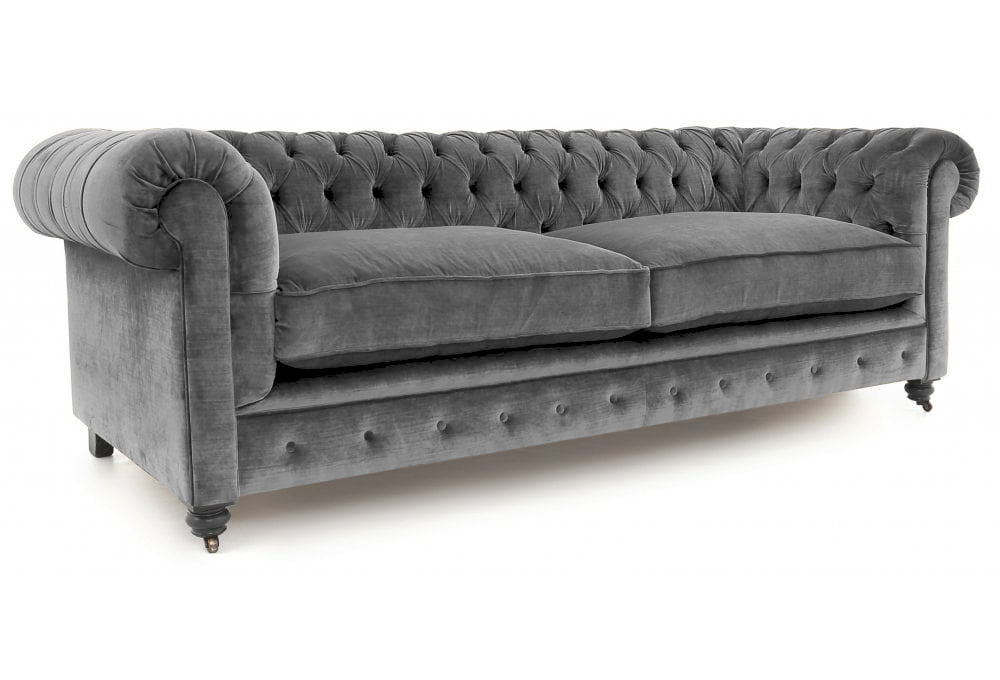 Old Boot Sofas Alfie 3 Seater Sofa in Aged Velvet Ash