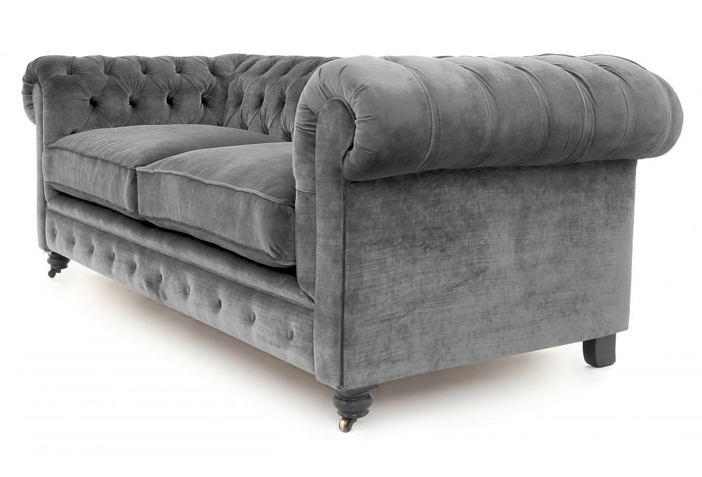 Old Boot Sofas Alfie 3 Seater Sofa in Aged Velvet Ash