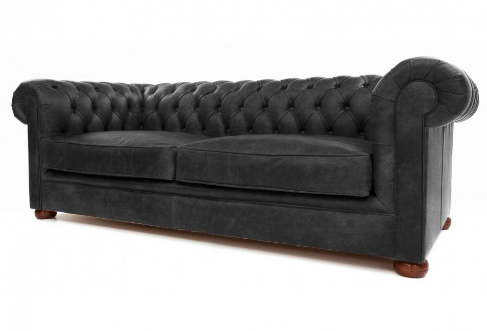 Old Boot Sofas Alfie Sofa Hobnail Leather Graphite
