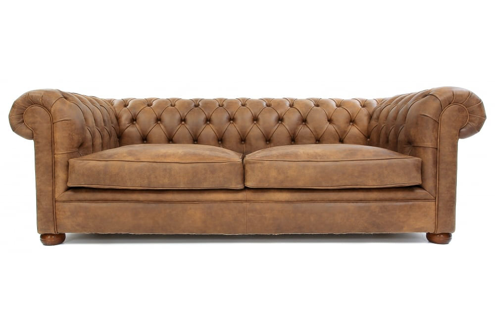 Old Boot Sofas Alfie 3 Seater Sofa in Rustic Leather Buckskin