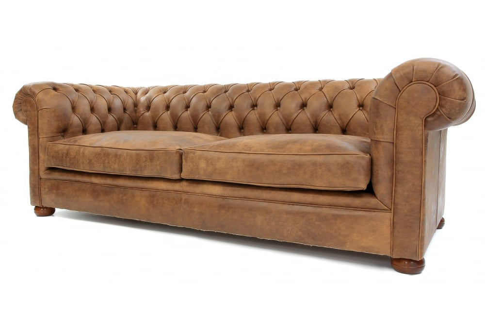 Old Boot Sofas Alfie 3 Seater Sofa in Rustic Leather Buckskin