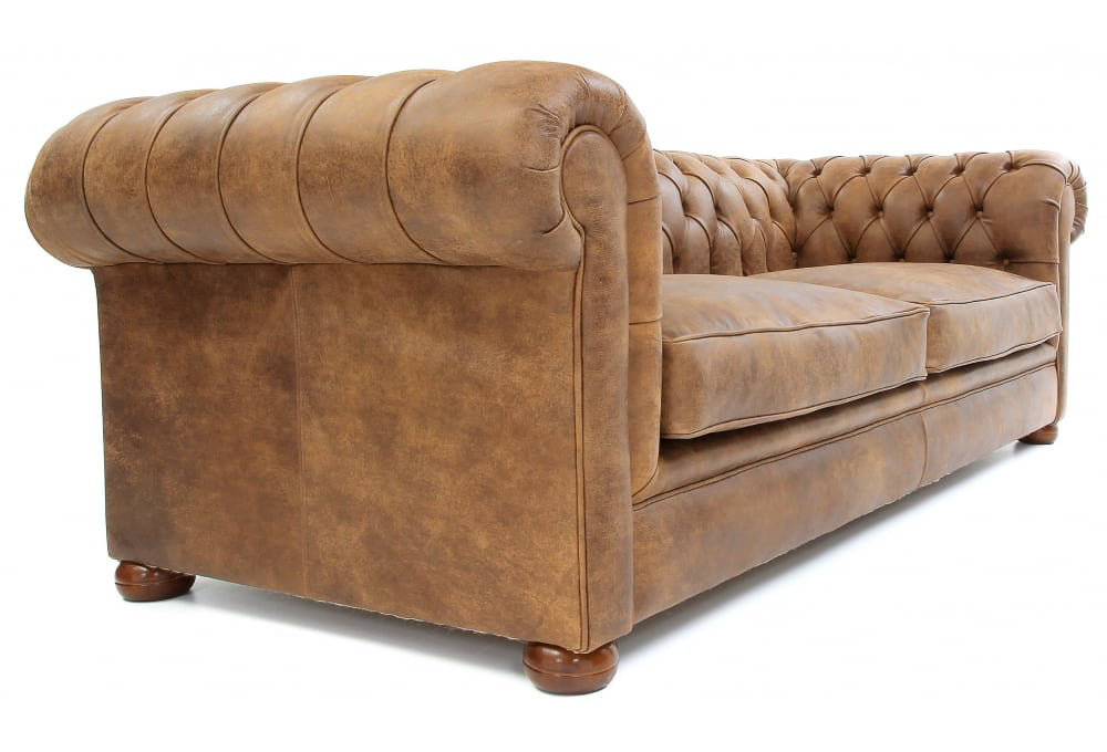 Old Boot Sofas Alfie 3 Seater Sofa in Rustic Leather Buckskin
