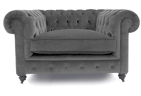 Old Boot Sofas Alfie Love Seat in Aged Velvet Ash