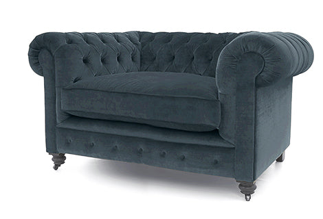 Old Boot Sofas Alfie Love Seat Aged Velvet Denim