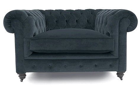 Old Boot Sofas Alfie Love Seat Aged Velvet Indigo