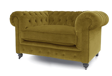 Old Boot Sofas Alfie Love Seat Aged Velvet Ochre