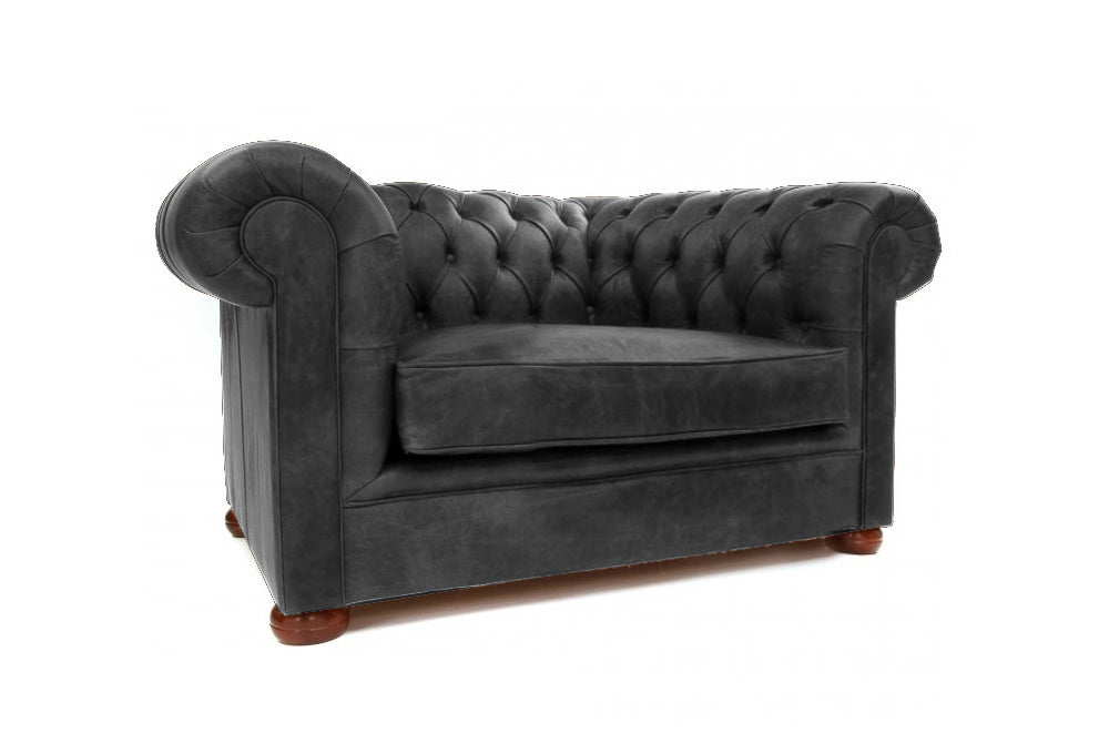Old Boot Sofas Alfie Love Seat Hobnail Leather Graphite