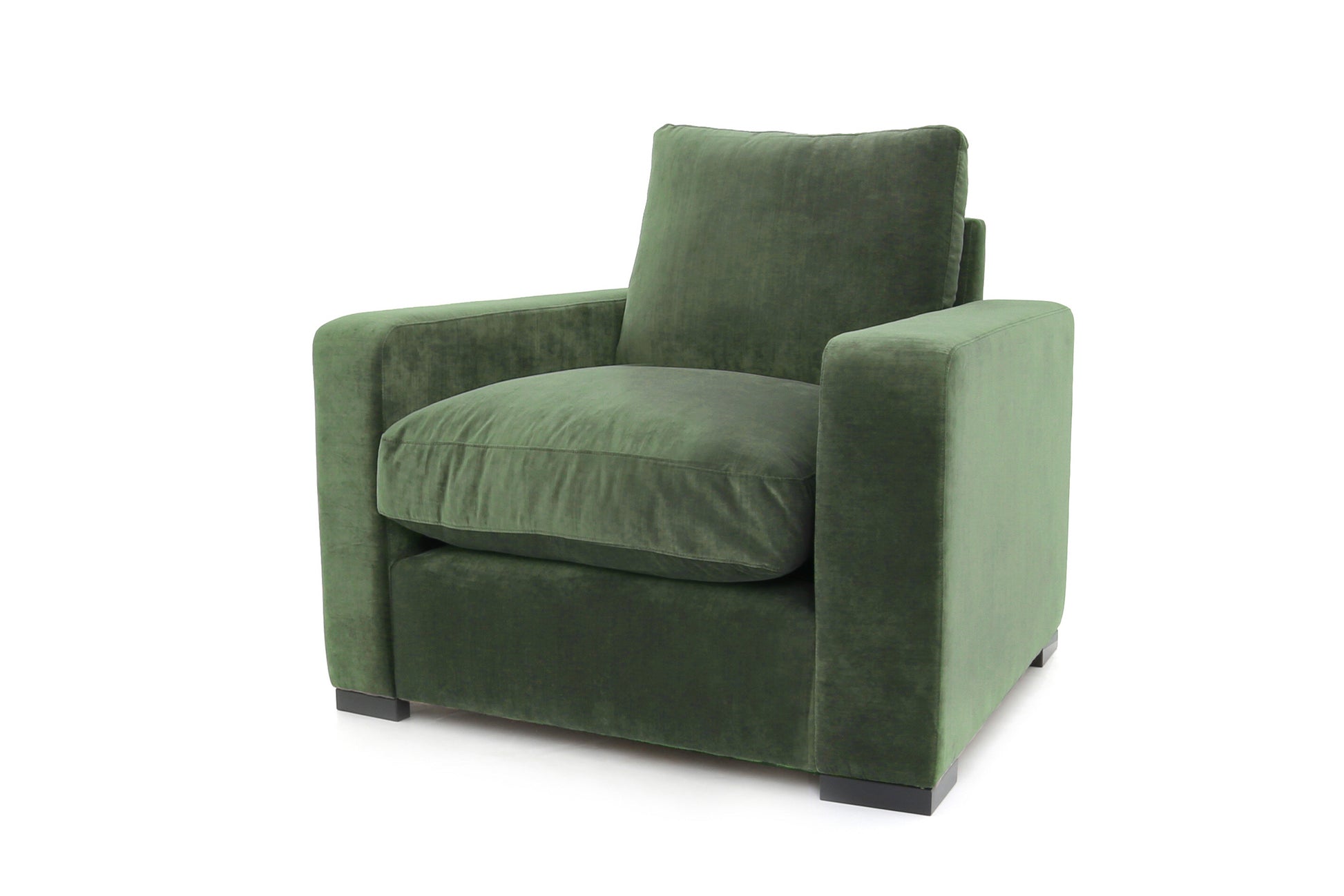 Old Boot Sofas Battersea Armchair in Aged Velvet Conifer
