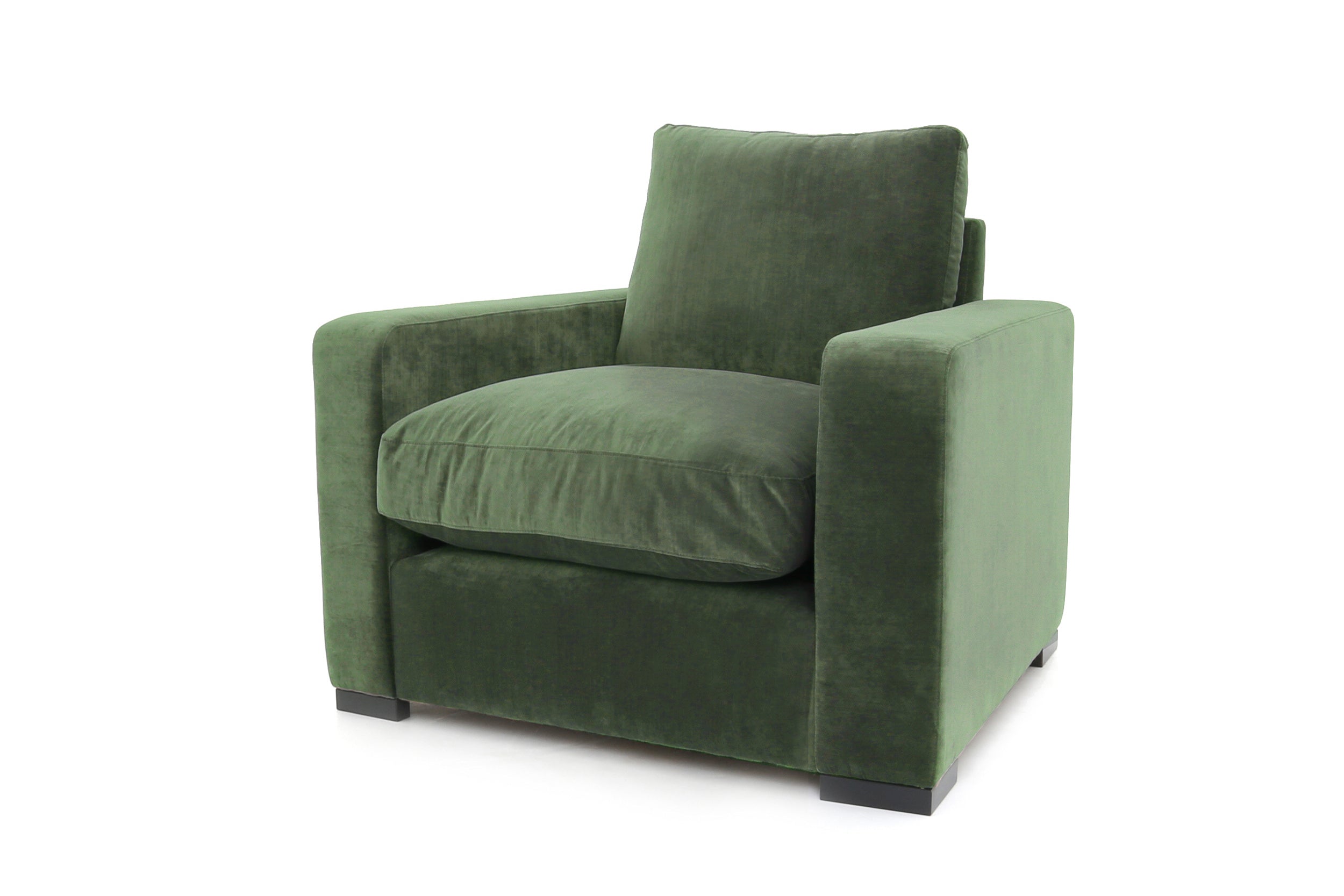 Old Boot Sofas Battersea Armchair in Aged Velvet Conifer