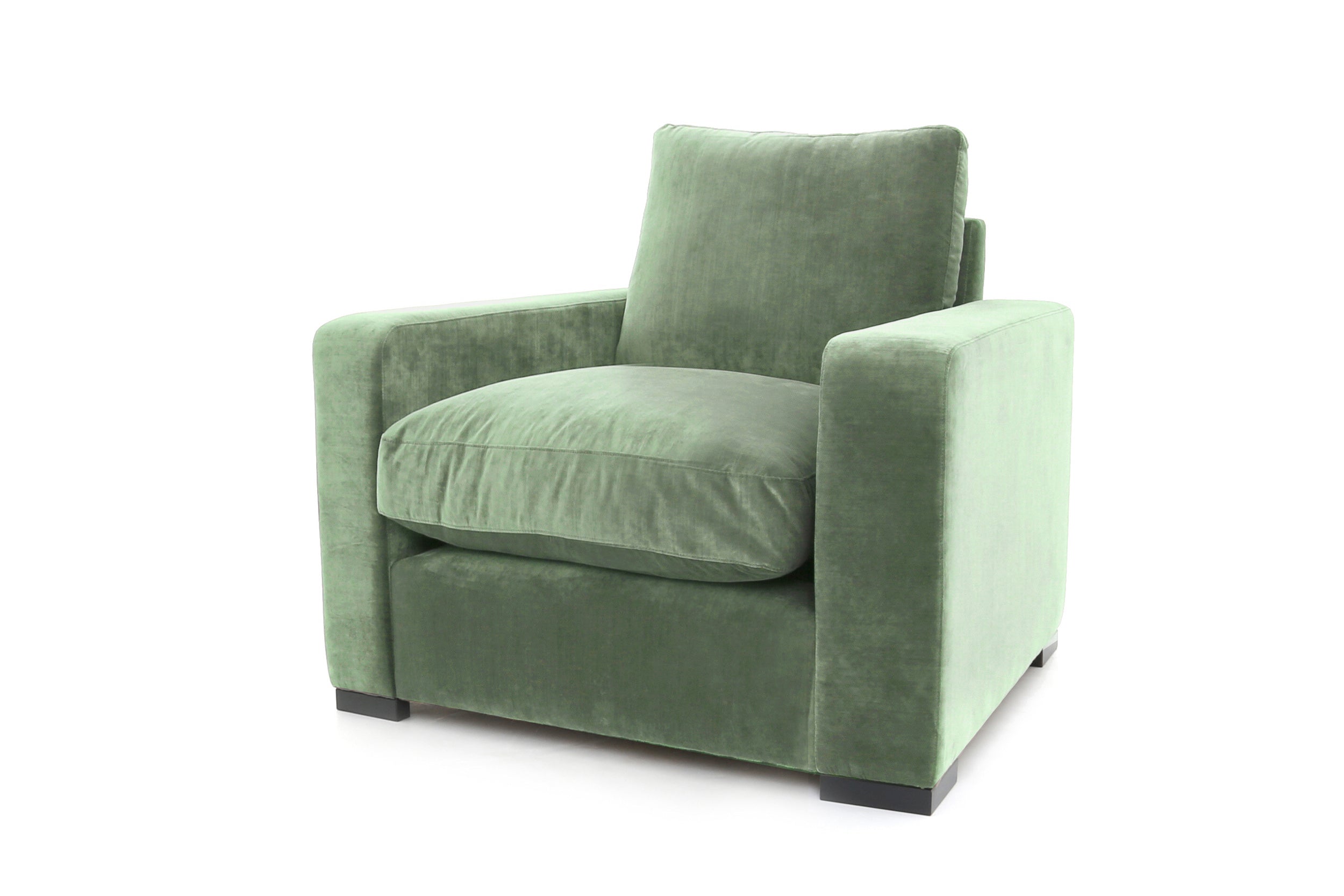 Old Boot Sofas Battersea Armchair in Aged Velvet Seaglass