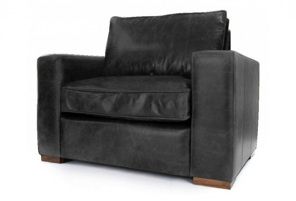 Old Boot Sofas Battersea Armchair Hobnail Leather Graphite