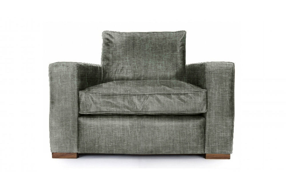 Old Boot Sofas Battersea Armchair in Shabby Velvet Alpine