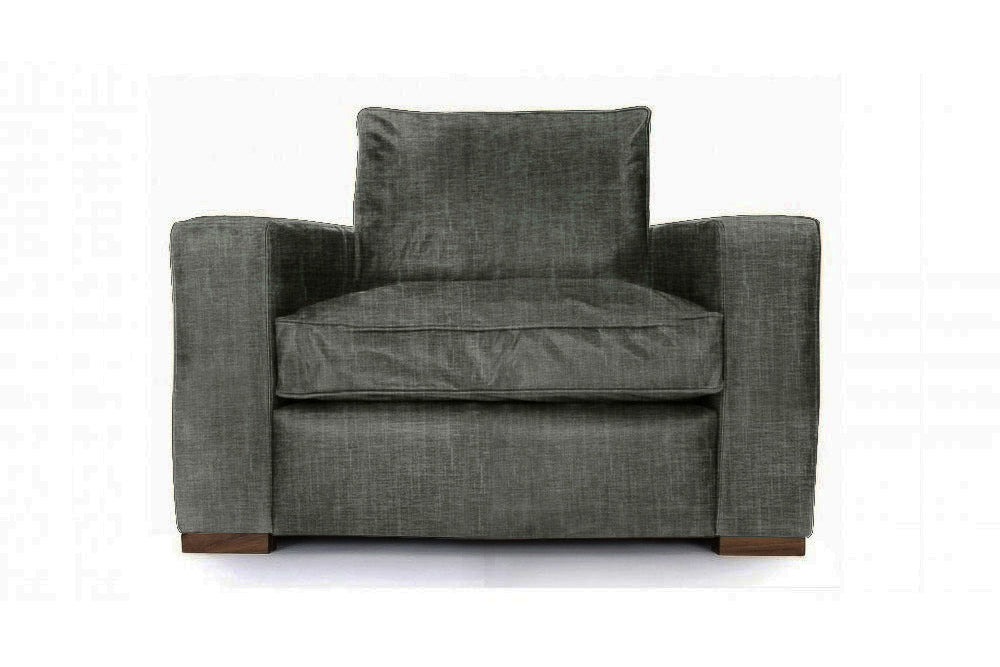 Old Boot Sofas Battersea Armchair in Shabby Velvet Fossil