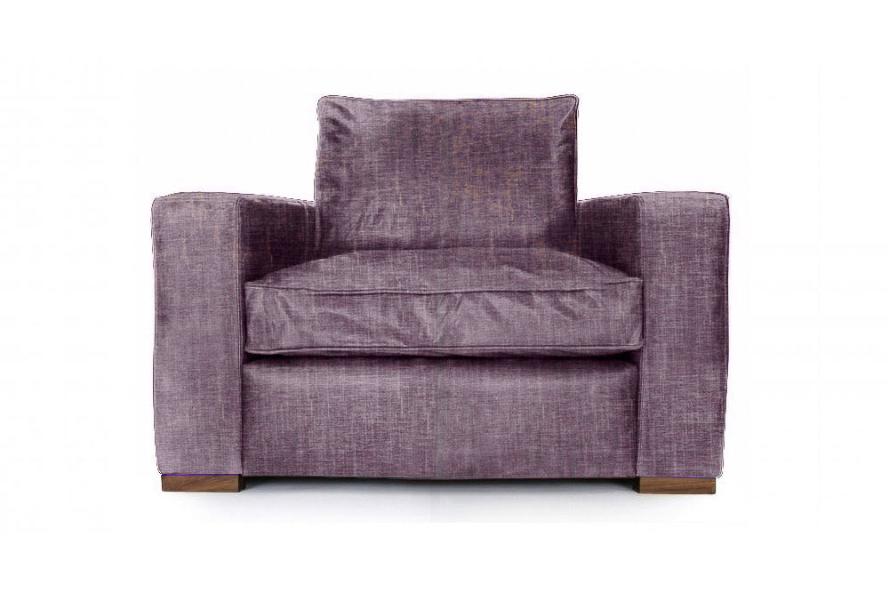 Old Boot Sofas Battersea Armchair in Shabby Velvet Grape