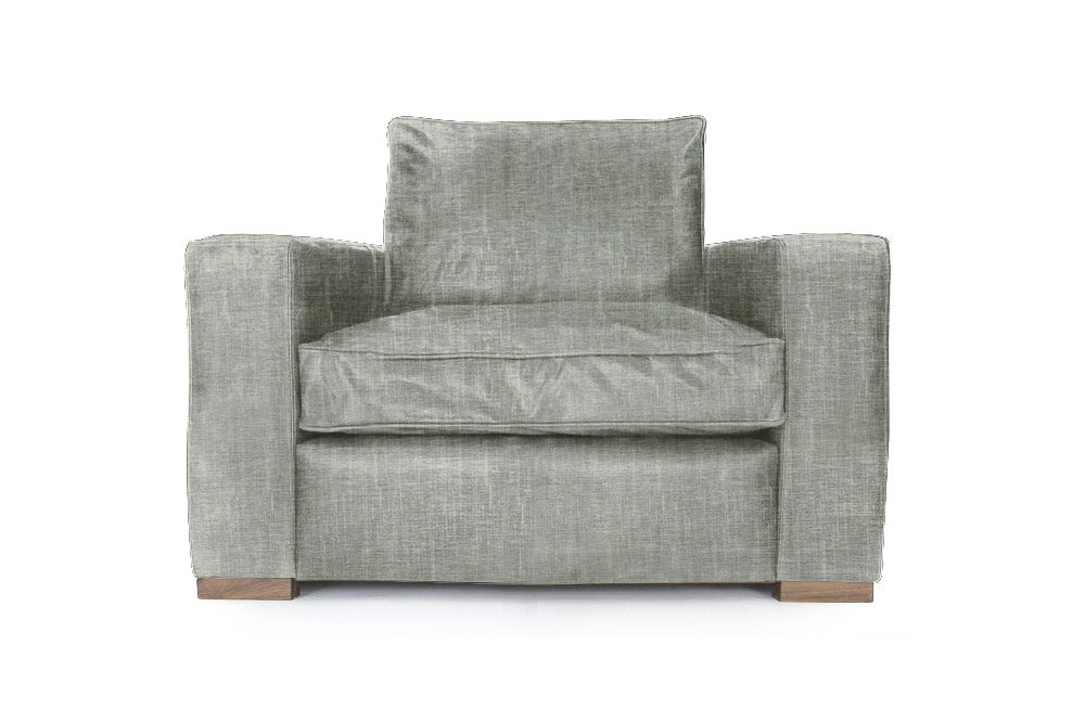 Old Boot Sofas Battersea Armchair in Shabby Velvet Shale