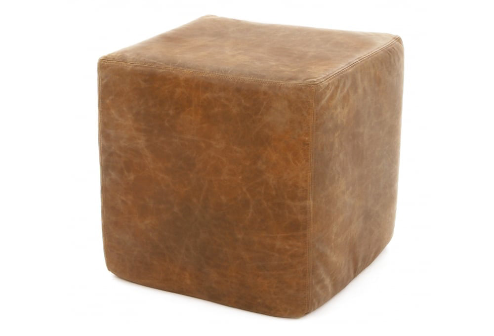 Old Boot Sofas Block Footstool 45 X 45Cm Footstool in Vintage Leather Tan