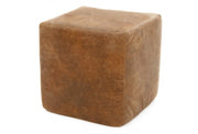 Old Boot Sofas Block Footstool 45 X 45Cm Footstool in Vintage Leather Tan