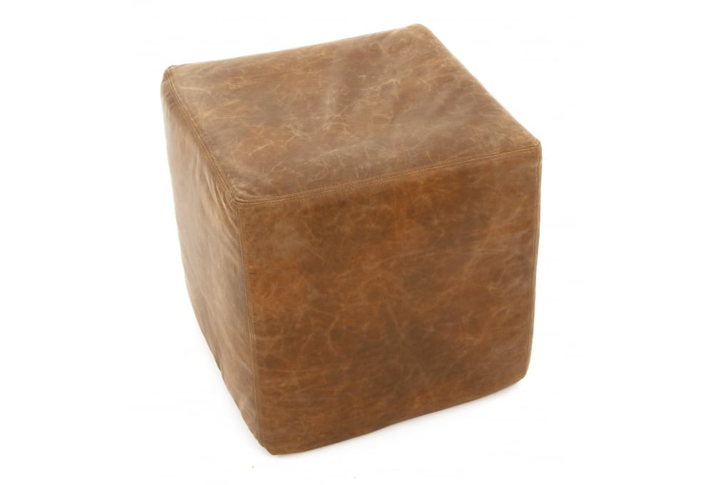 Old Boot Sofas Block Footstool 45 X 45Cm Footstool in Vintage Leather Tan