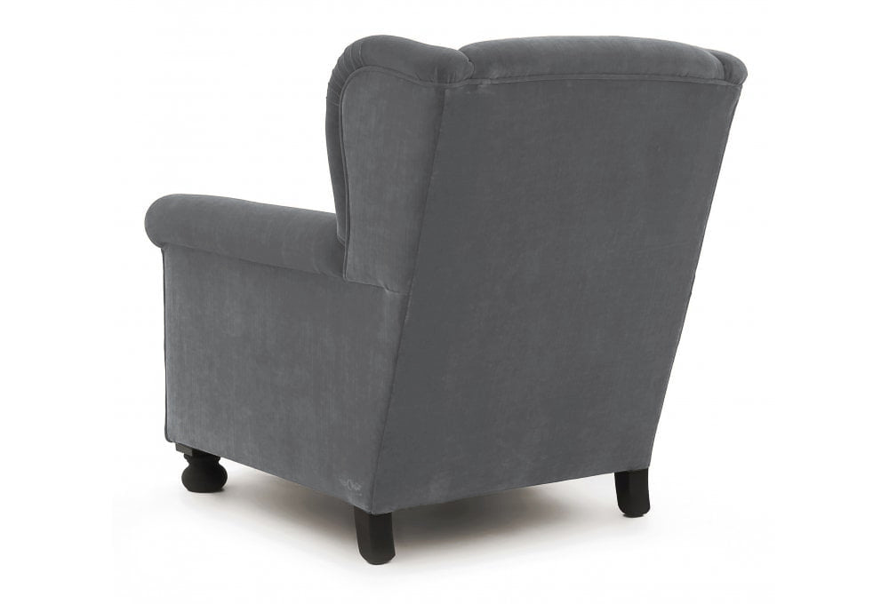 Old Boot Sofas Bookworm Armchair in Aged Velvet Ash