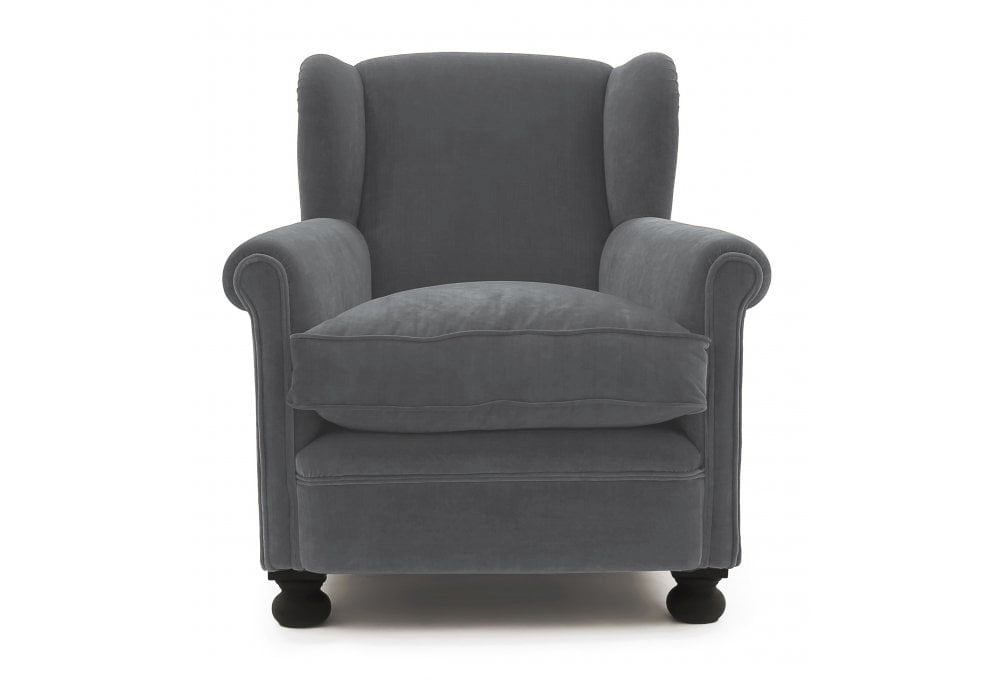 Old Boot Sofas Bookworm Armchair in Aged Velvet Ash