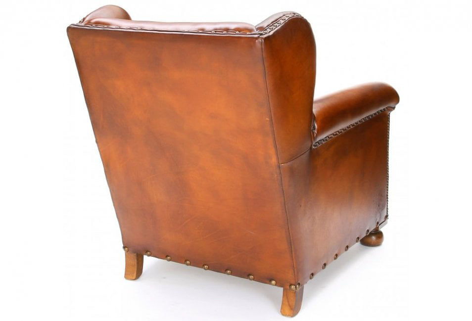 Old Boot Sofas Bookworm Armchair in Original Leather Caramel