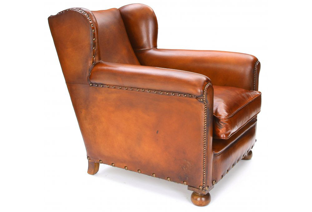 Old Boot Sofas Bookworm Armchair in Original Leather Caramel