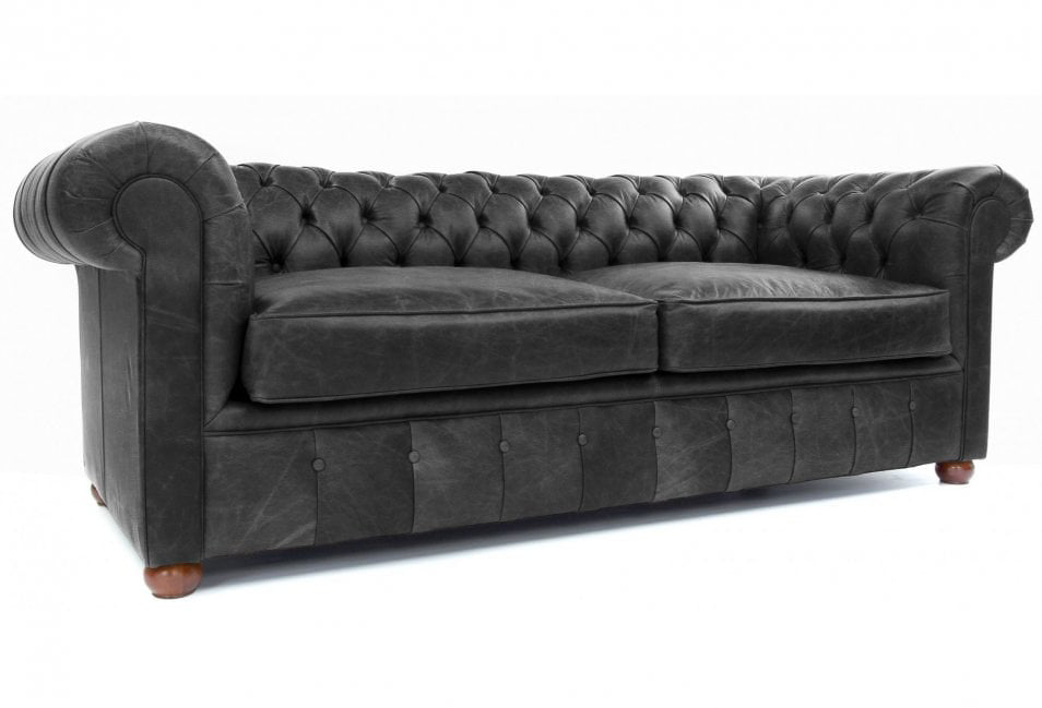 Old Boot Sofas Chester Sofa Hobnail Leather Graphite