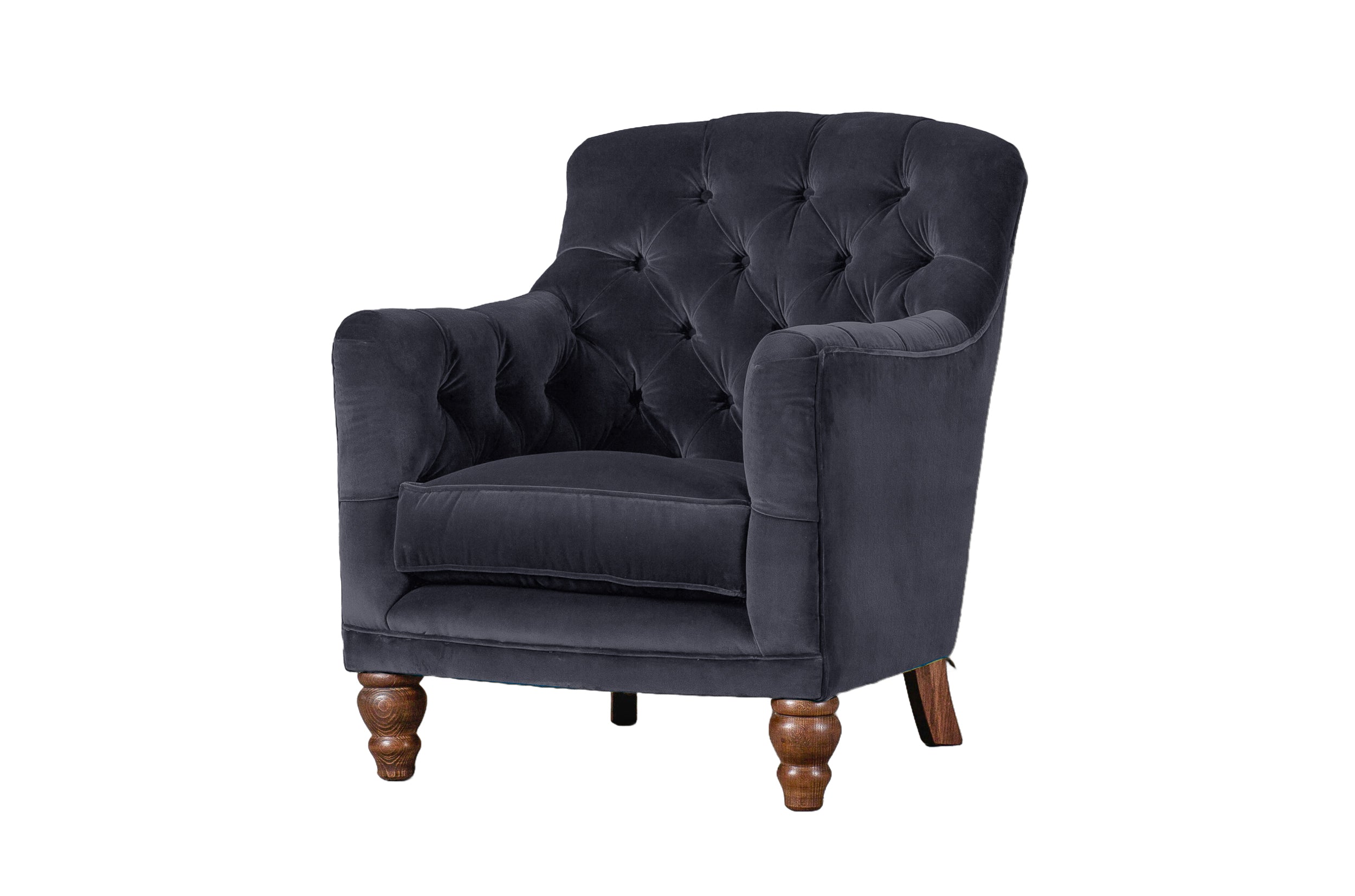 Old Boot Sofas Cubby Armchair Aged Velvet Indigo
