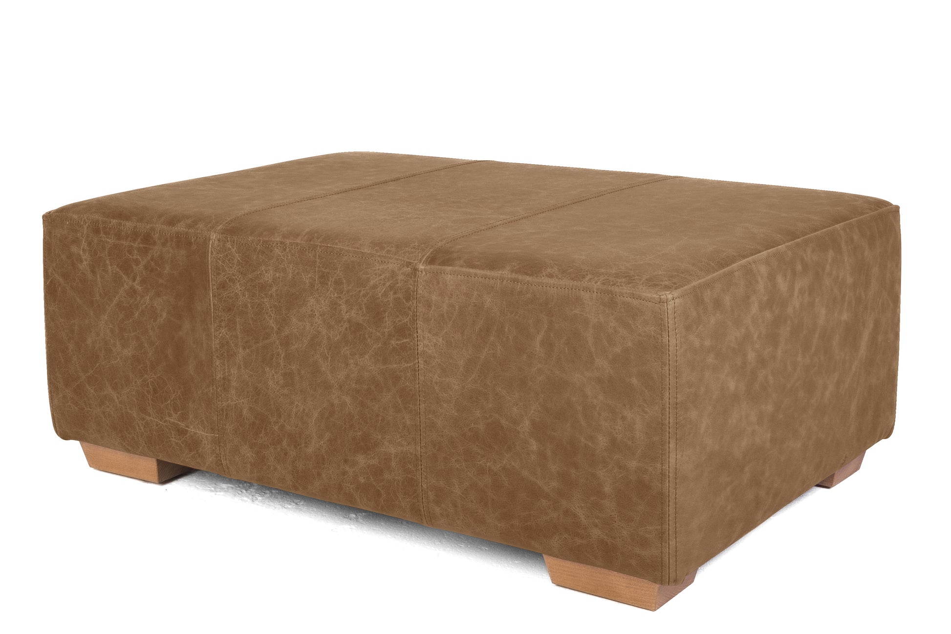 Old Boot Sofas Classic Footstool 90 X 60 X 45Cm Footstool in Vintage Leather Tan