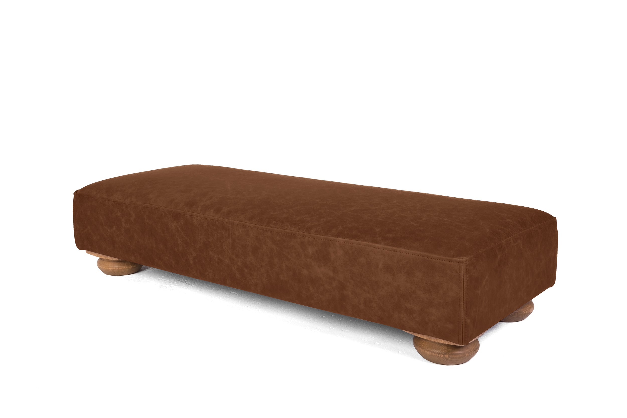 Old Boot Sofas Grandad Footstool Hobnail Leather Mocca