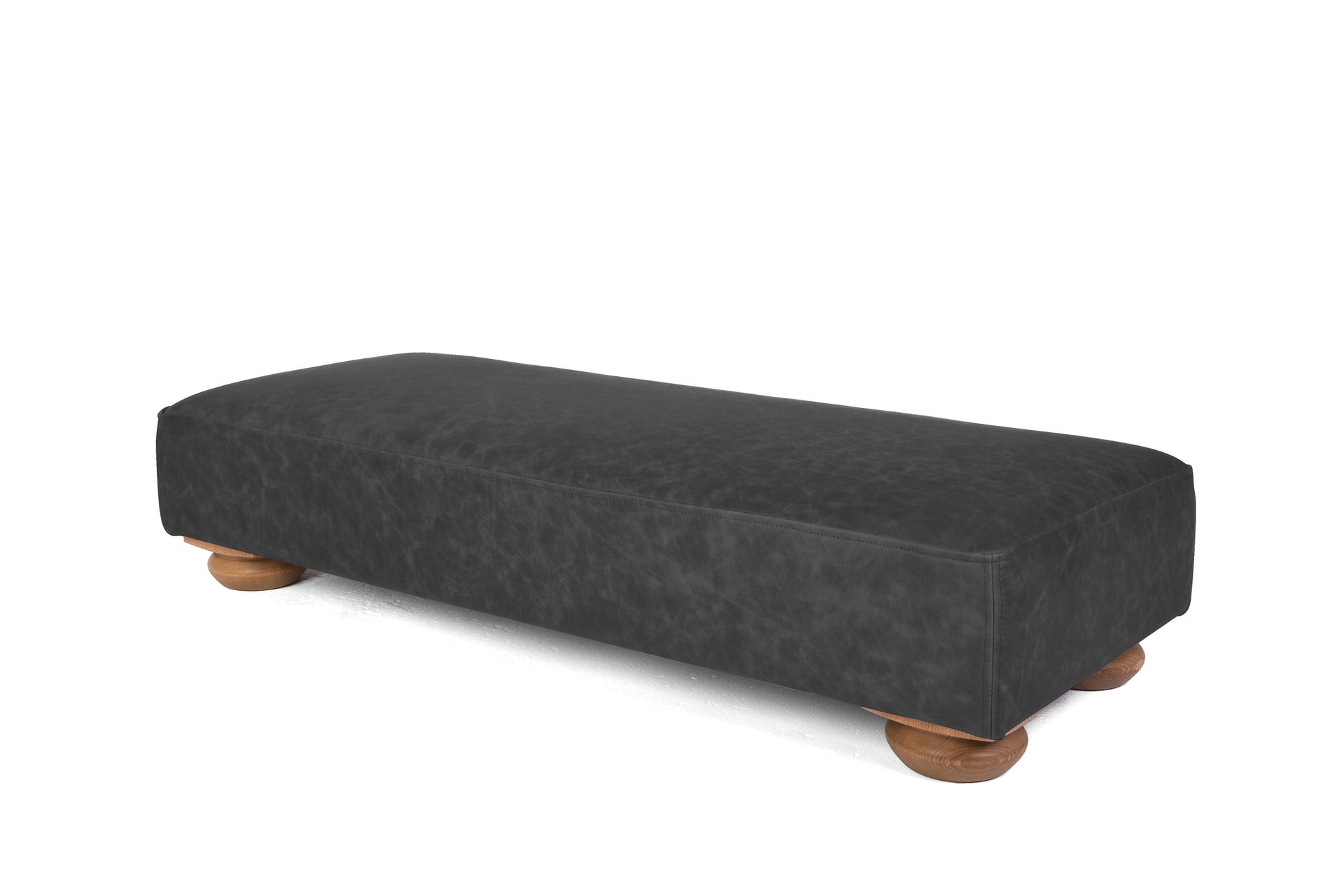 Old Boot Sofas Grandad Footstool Hobnail Leather Graphite