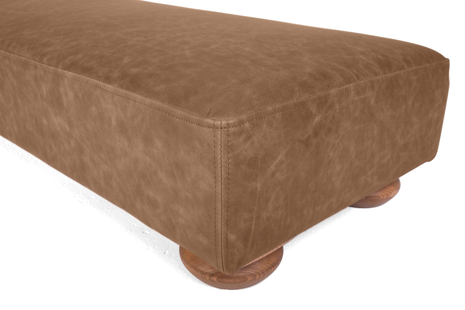 Old Boot Sofas Grandad Grand Footstool in Vintage Leather Tan