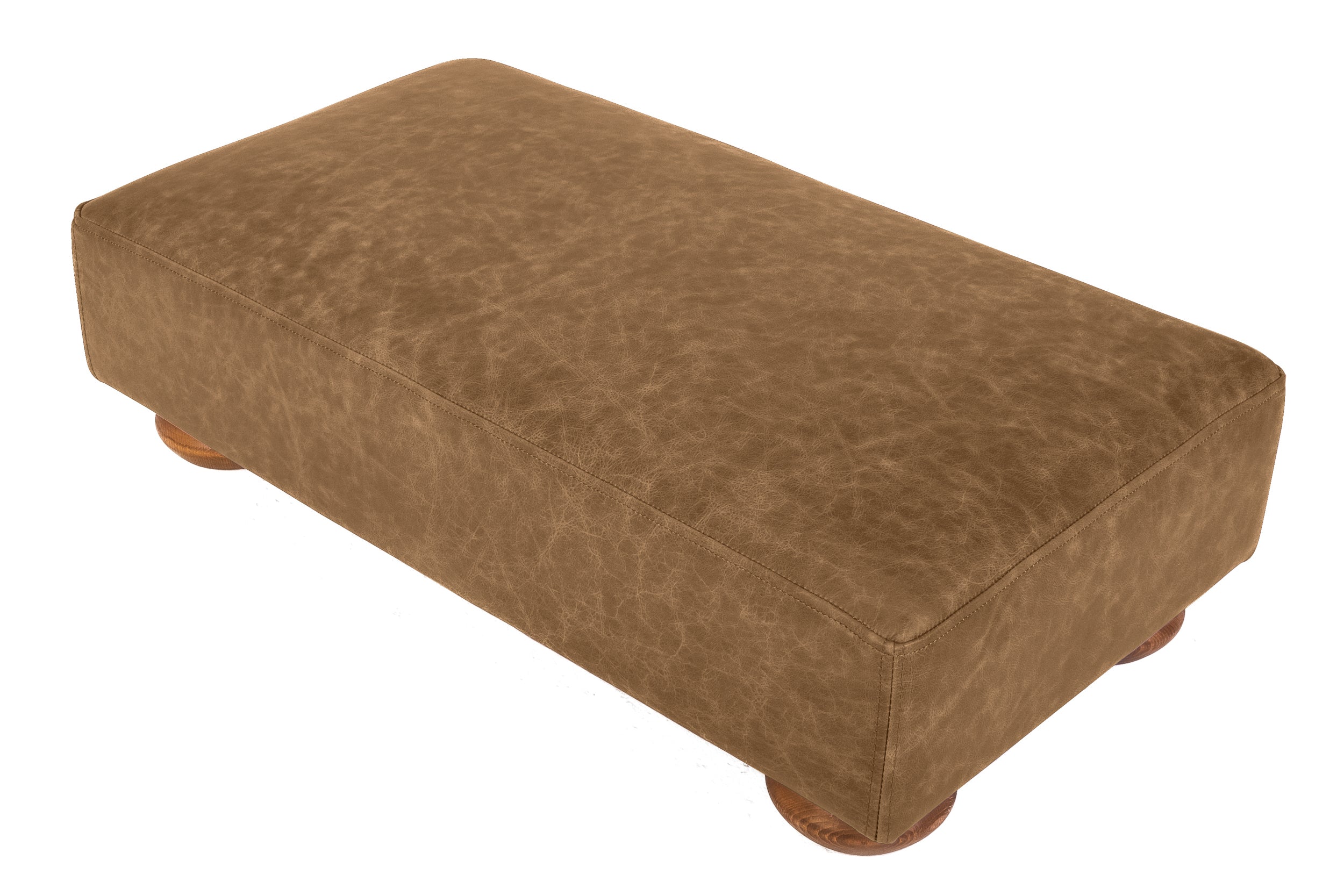 Old Boot Sofas Grandad Midi Footstool in Vintage Leather Tan