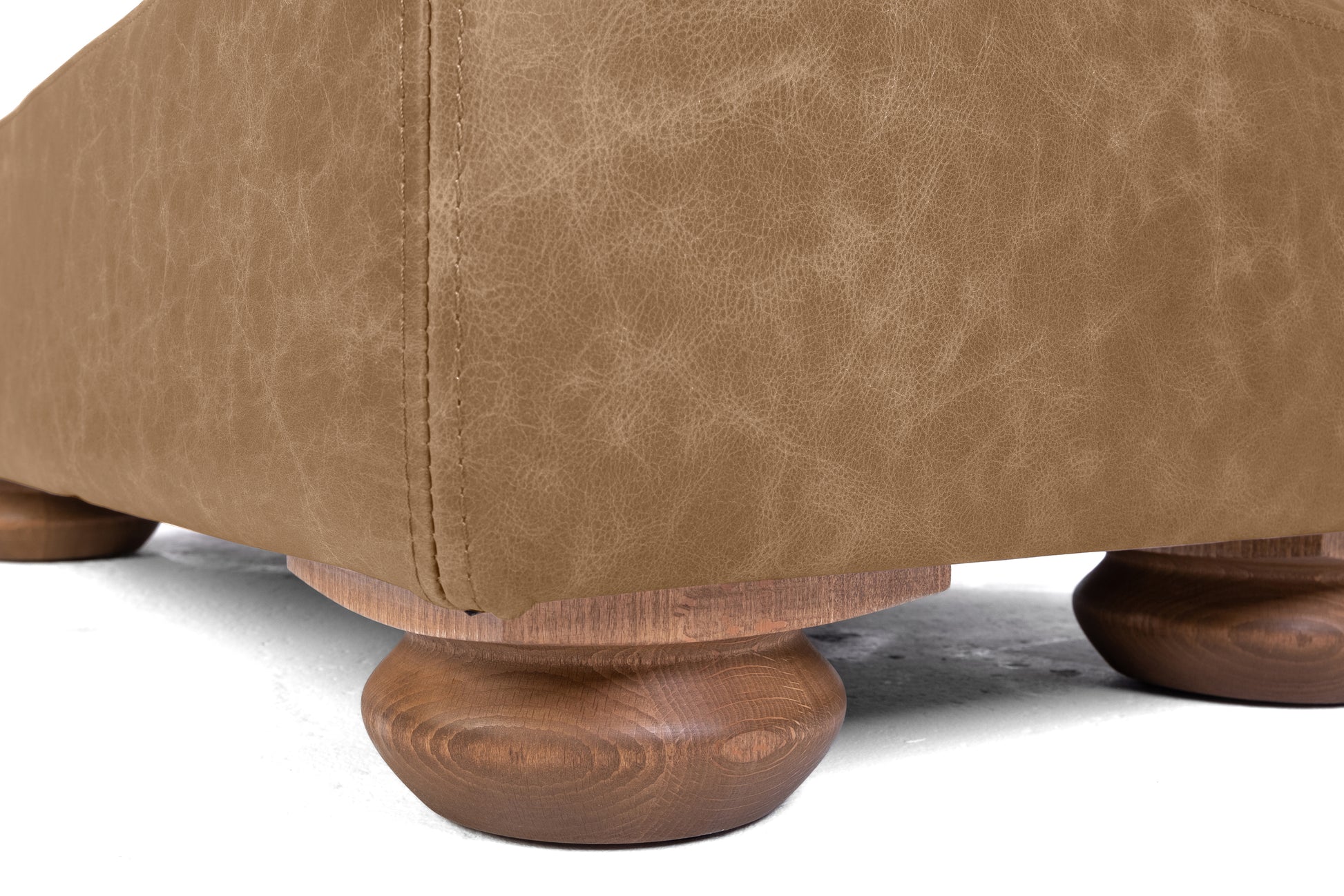 Old Boot Sofas Grandad Midi Footstool in Vintage Leather Tan