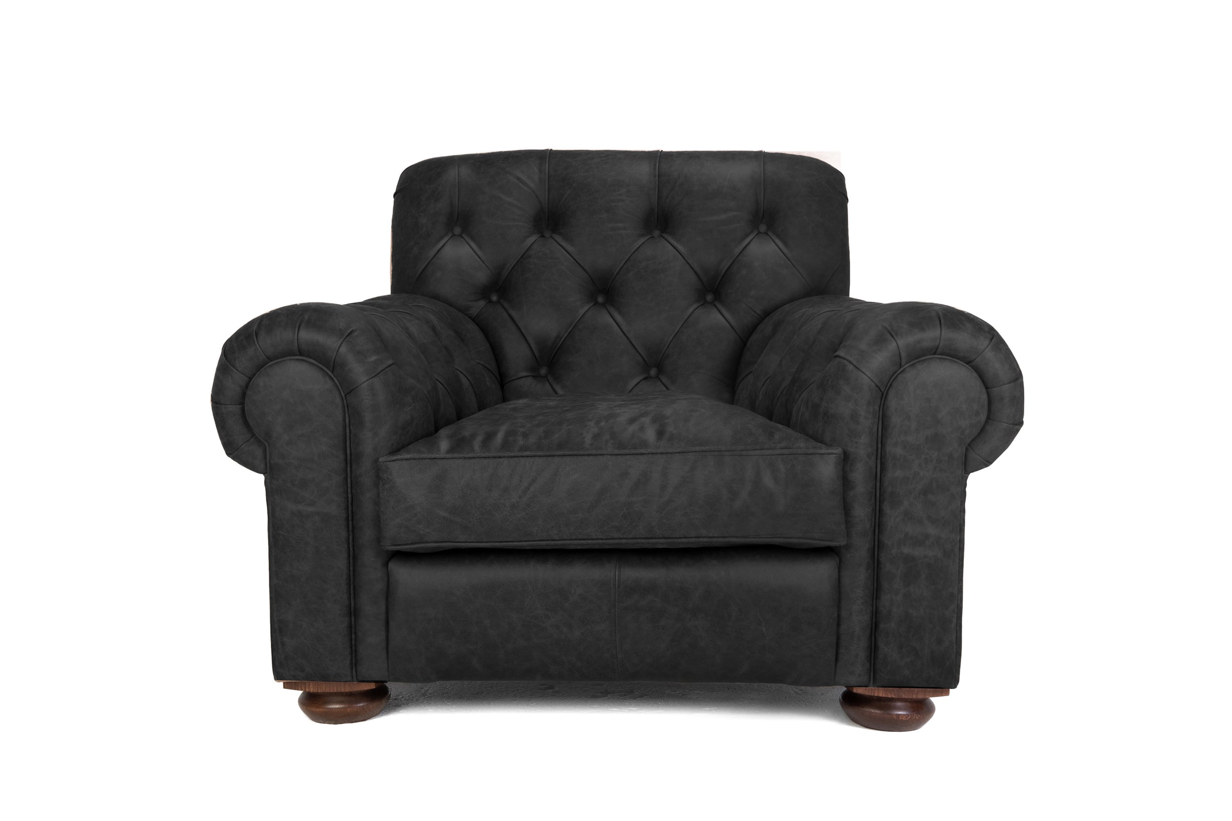 Old Boot Sofas Gaffer Armchair Hobnail Leather Graphite