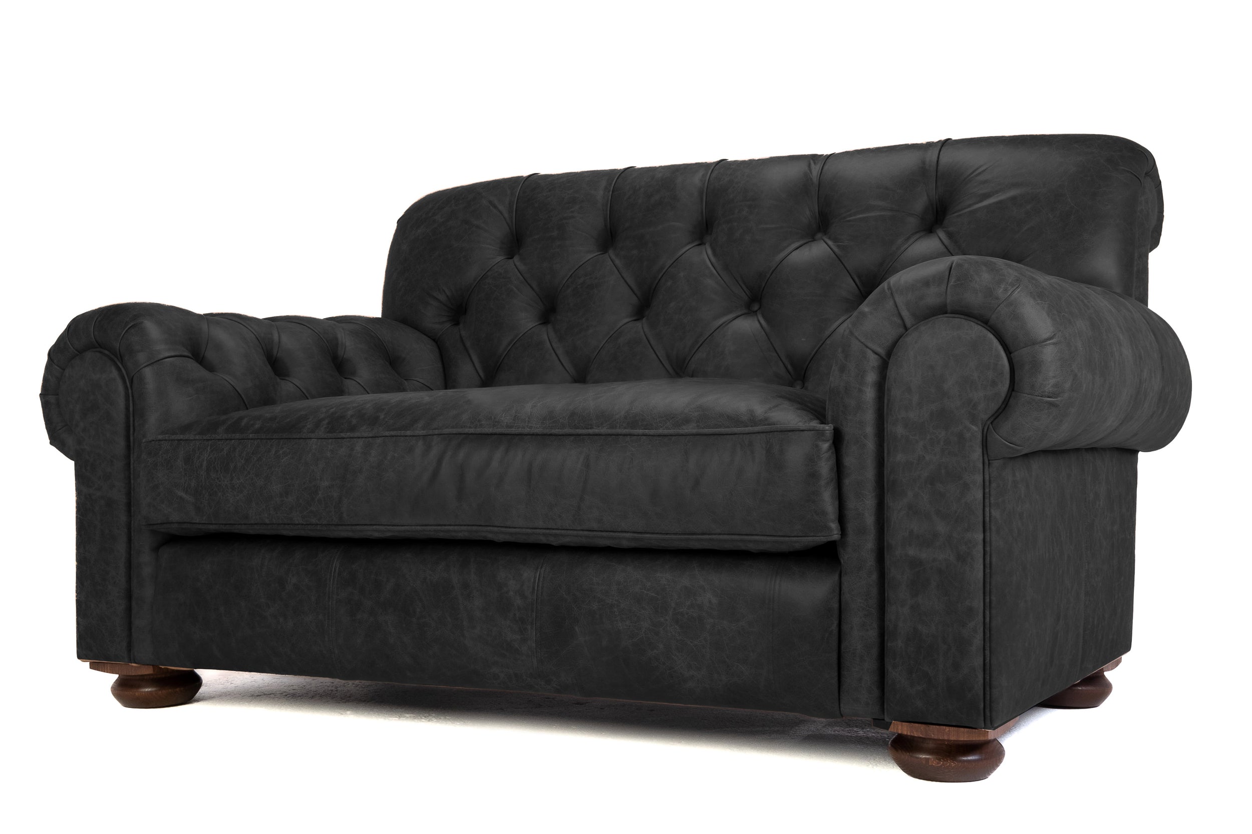 Old Boot Sofas Gaffer Love Seat Hobnail Leather Graphite