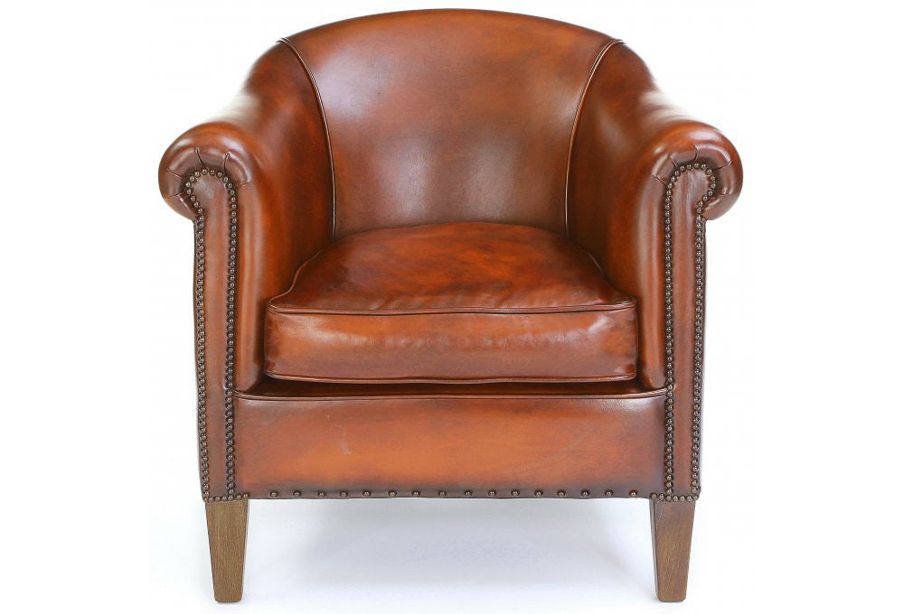 Old Boot Sofas Hoots Armchair in Original Leather Caramel